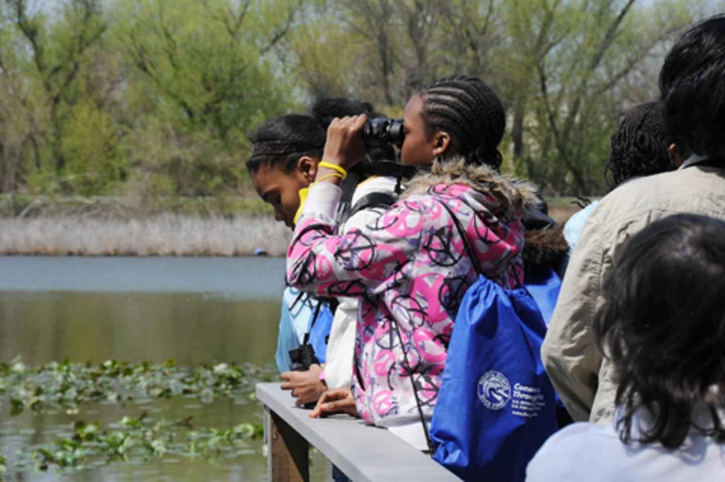 Pupils exploring and learning in a natural setting