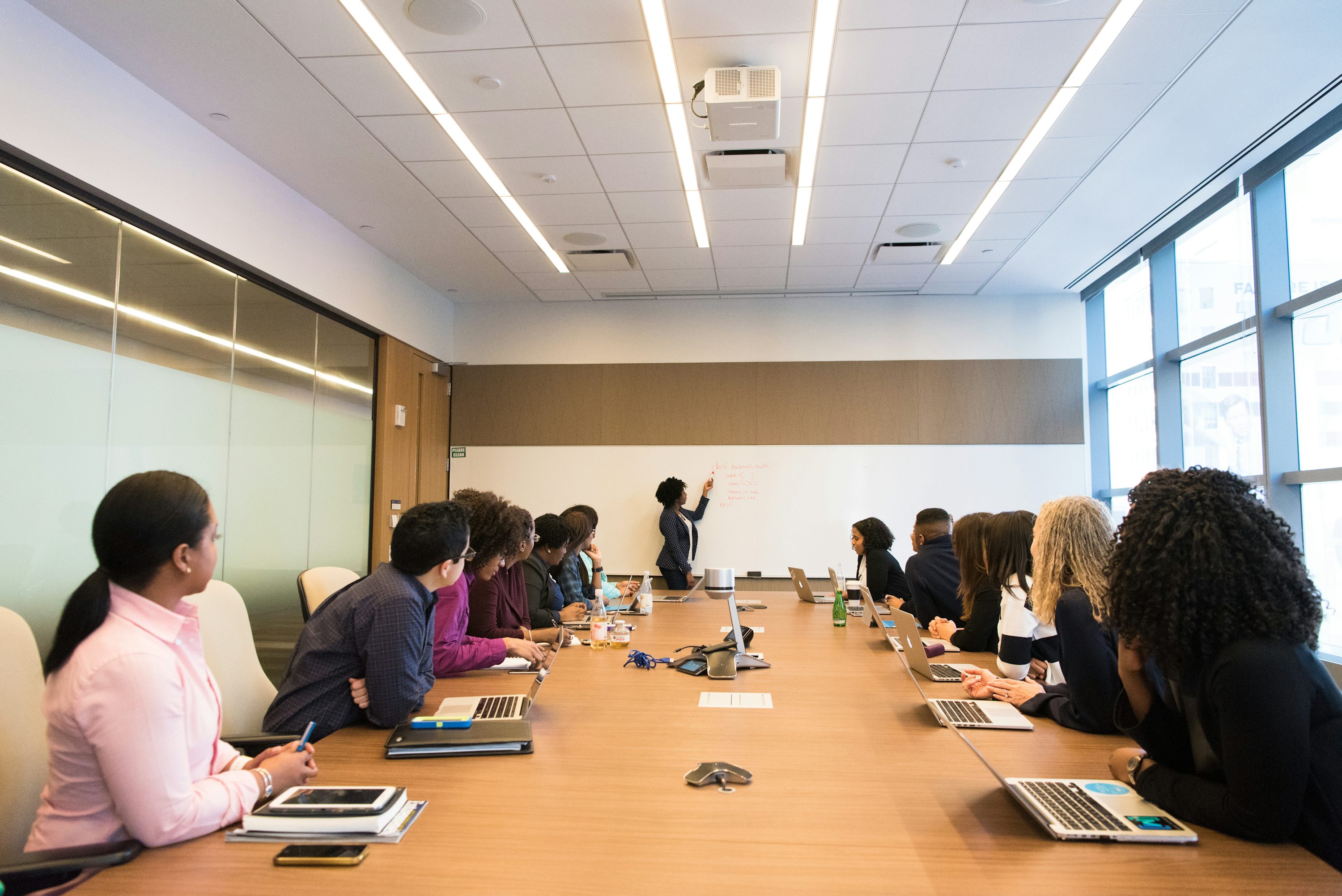 Education professionals meeting to plan a school programme